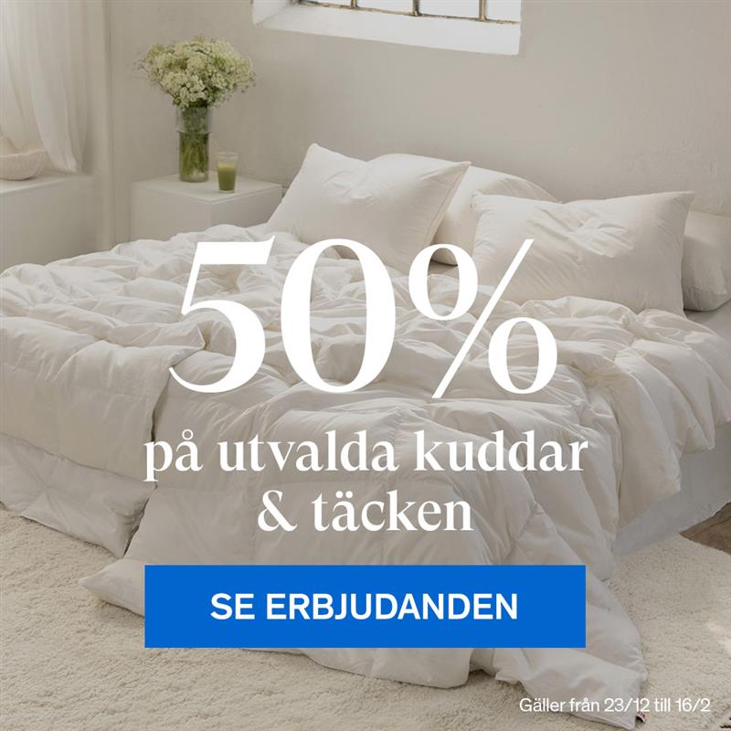 Upp till 50% p&aring; utvalda kuddar & t&auml;cken.